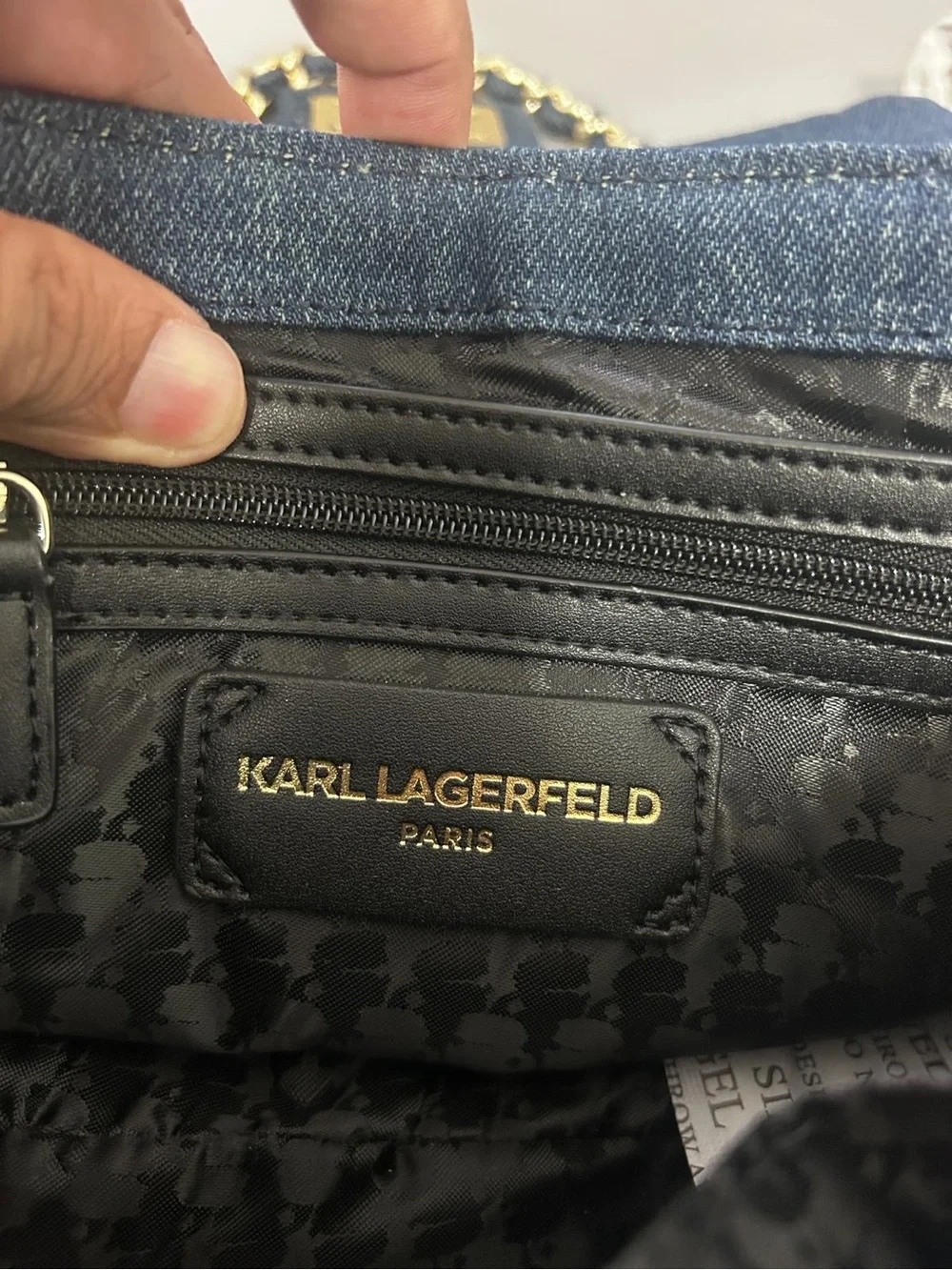 KARL LAGERFELD PARIS Blue Quilted Turn Lock Chain Strap Shoulder Bag